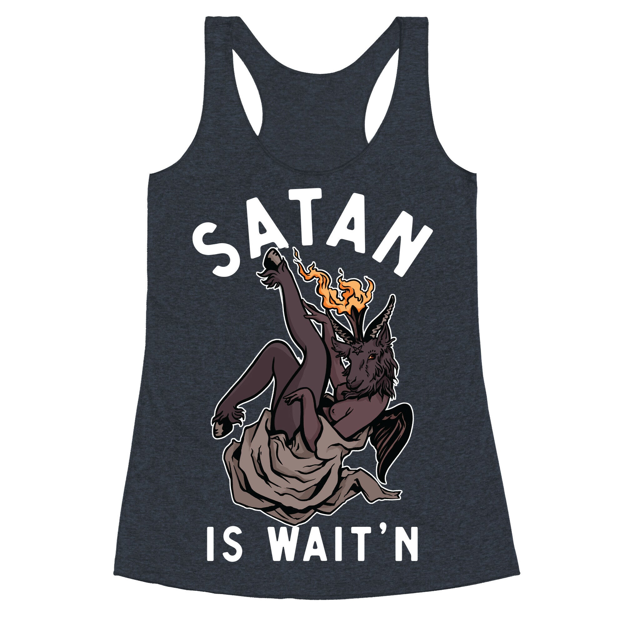 Satan Is Wait'n Racerback Tank